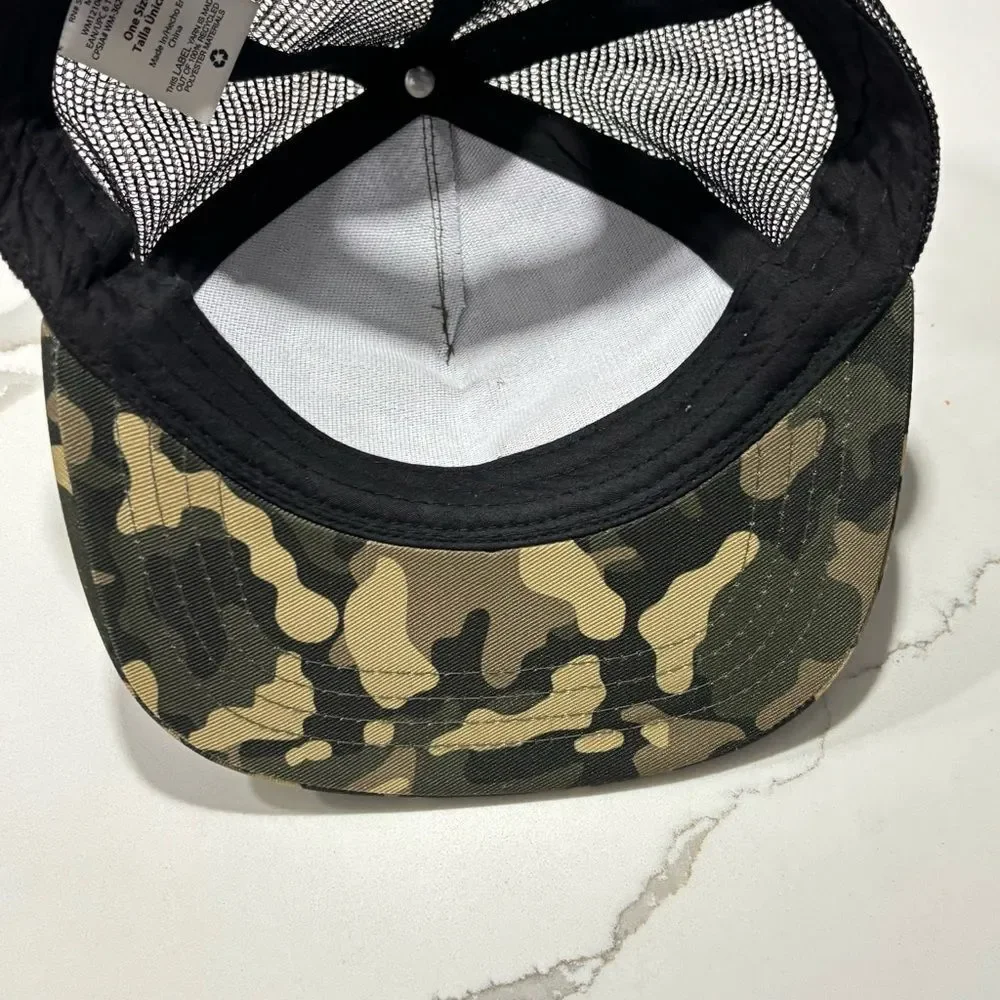 Unisex Green & Black Camo “Good Vibes” Snapback Hat – Kids Size